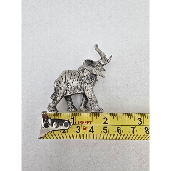Set Of 2 Pewter Elephant Figurines Trunk Up Miniature 2" - Picture 7 of 8
